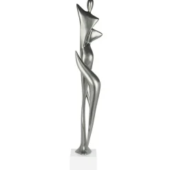 Sculpture moderne silhouette de femme couleur argent 70 cm