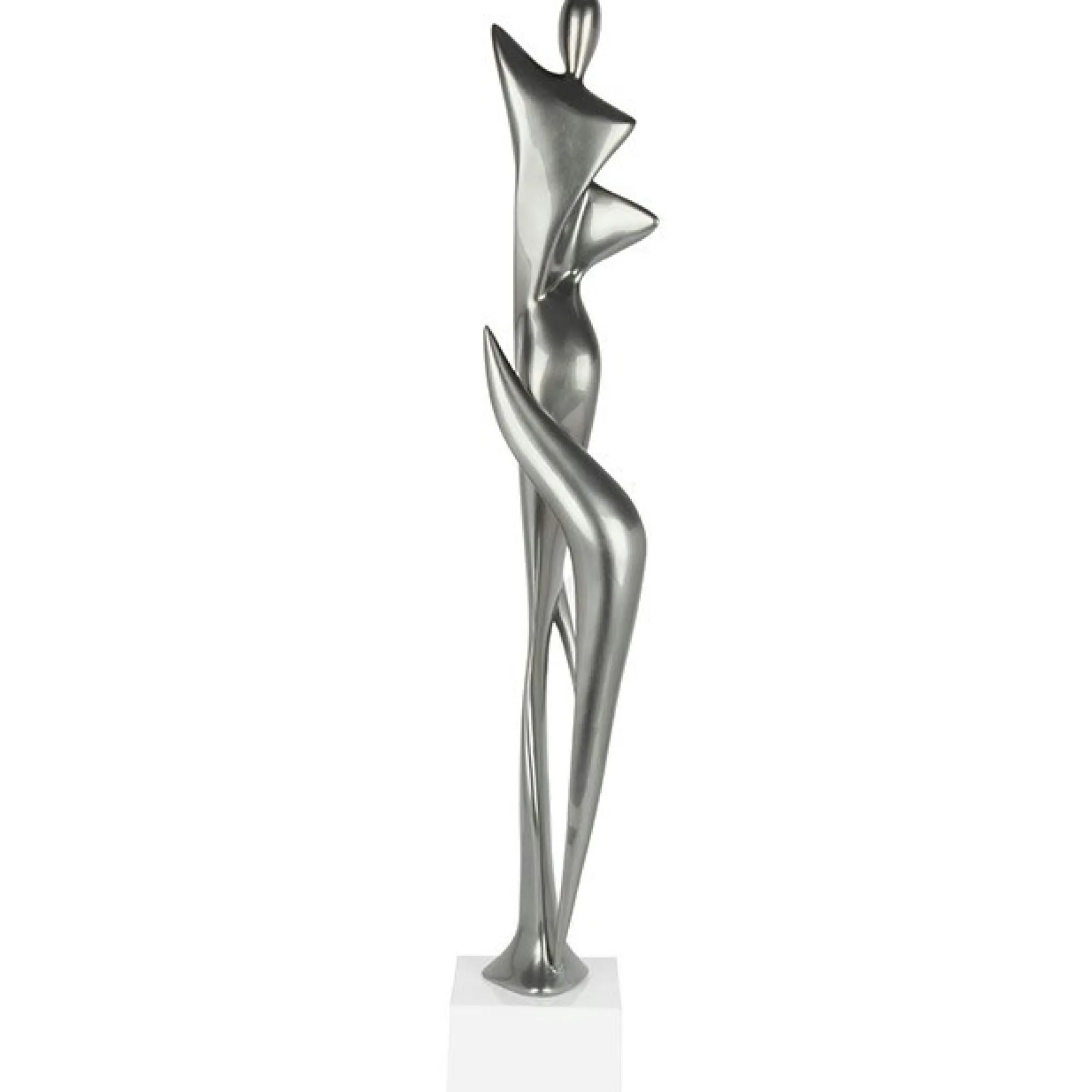Sculpture moderne silhouette de femme couleur argent 70 cm