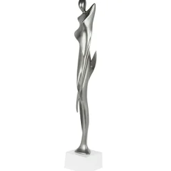 Sculpture moderne silhouette de femme couleur argent 70 cm