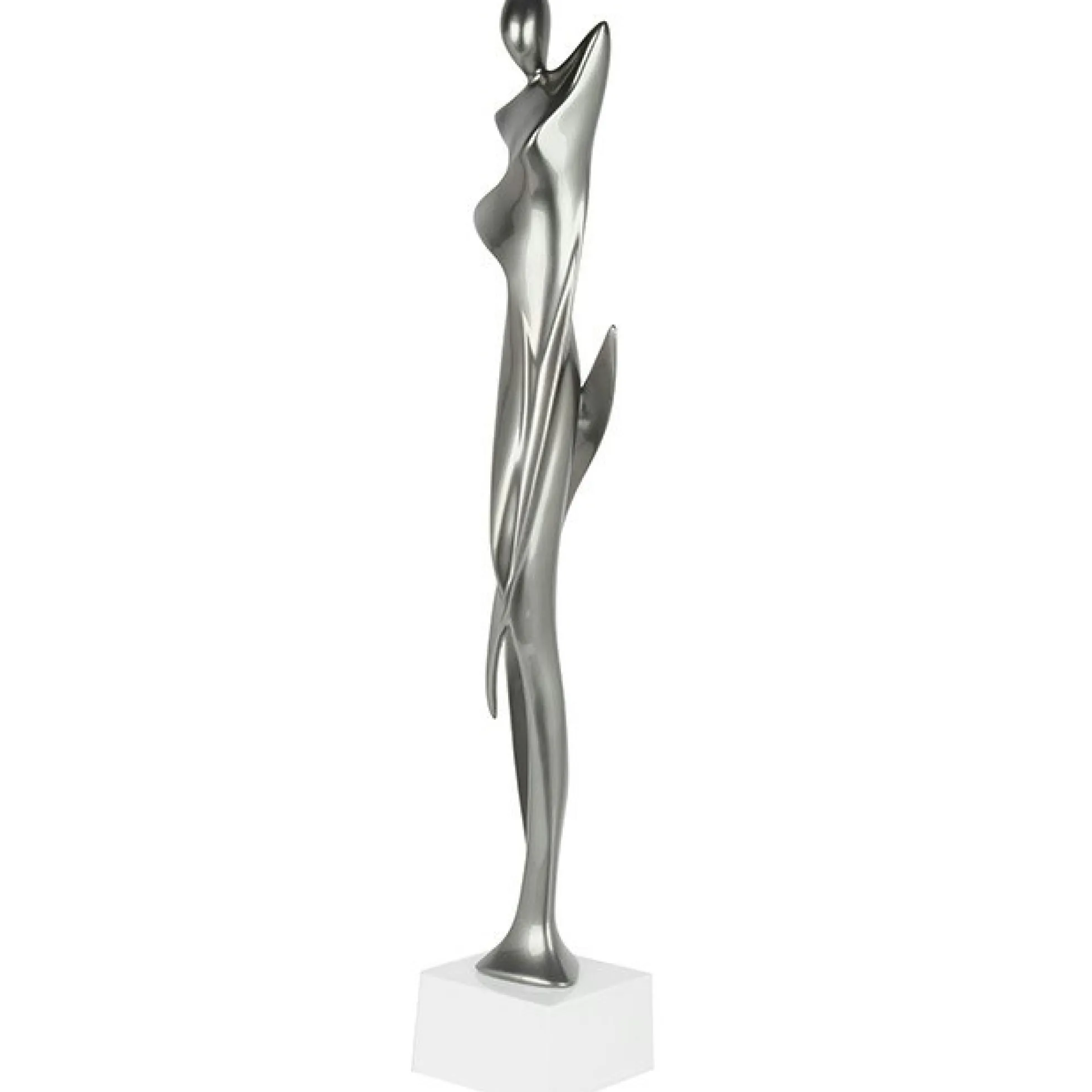 Sculpture moderne silhouette de femme couleur argent 70 cm