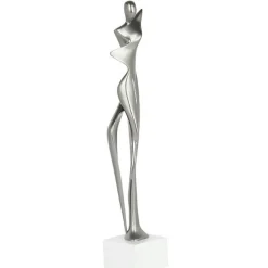 Sculpture moderne silhouette de femme couleur argent 43 cm