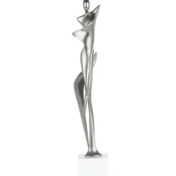Sculpture moderne silhouette de femme couleur argent 43 cm