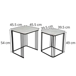 Sellette carrée plateau en marbre (lot de 2)