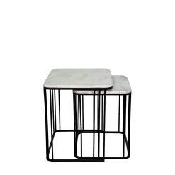 Sellette carrée plateau en marbre (lot de 2)
