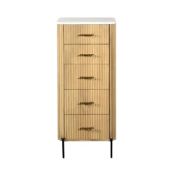 Semainier en bois de manguier et marbre 5 tiroirs MASSA