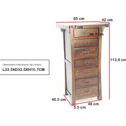 Semainier meuble bois massif style colonial MAORI