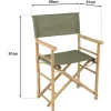 Set de 2 fauteuils pliants bambou, dossier/assise en tissu vert CALVIA
