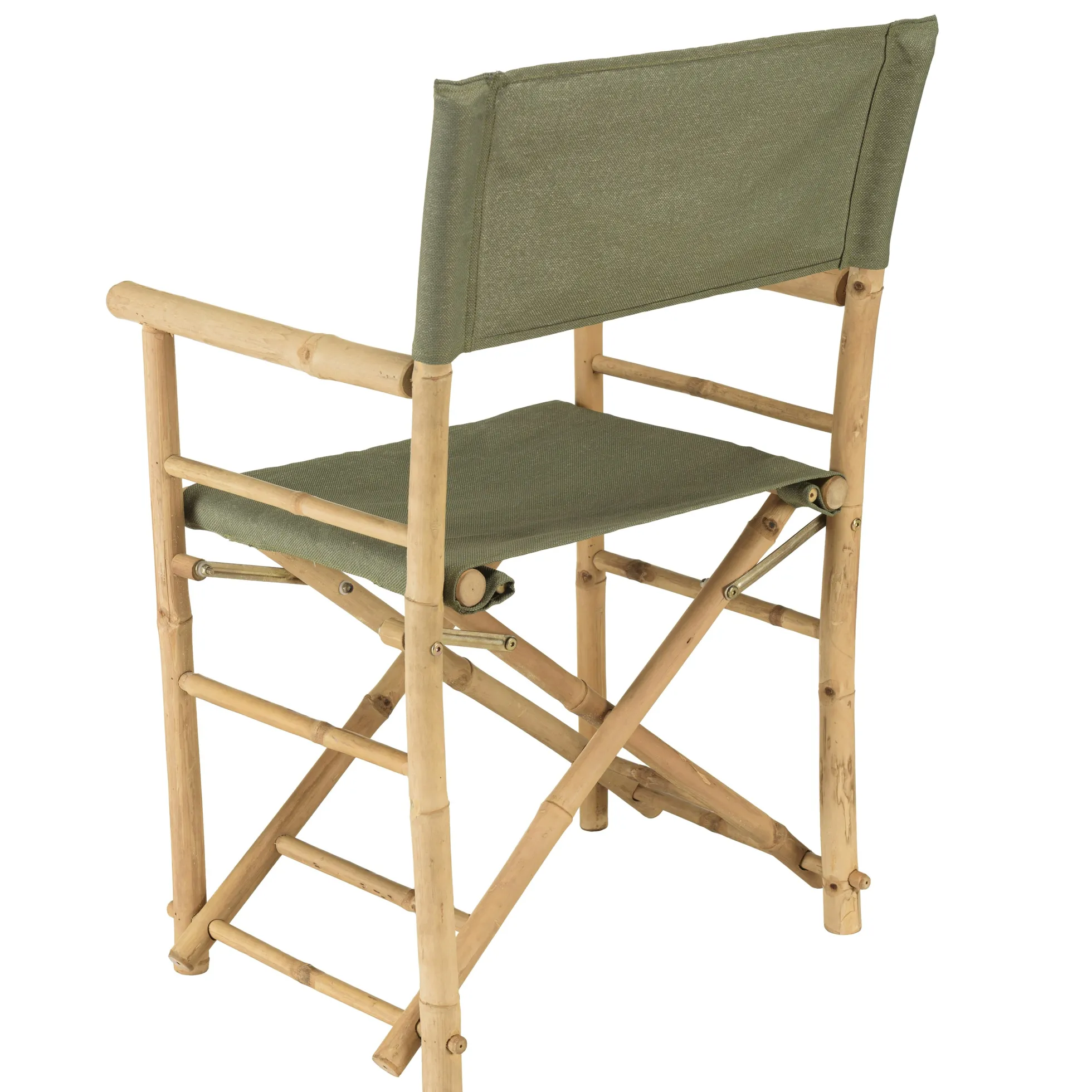 Set de 2 fauteuils pliants bambou, dossier/assise en tissu vert CALVIA