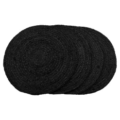 Set de table rond en jute tressée gris foncé (lot de 4)