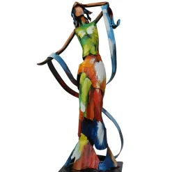 Statuette en métal peint femme