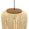 Suspension allongée 35x35cm rotin couleur naturelle et teck FOLELLI