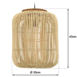 Suspension allongée 35x35cm rotin couleur naturelle et teck FOLELLI