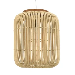 Suspension allongée 35x35cm rotin couleur naturelle et teck FOLELLI