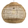 Suspension boule 83x83cm en abaca couleur naturelle et teck FOLELLI