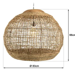 Suspension boule 83x83cm en abaca couleur naturelle et teck FOLELLI