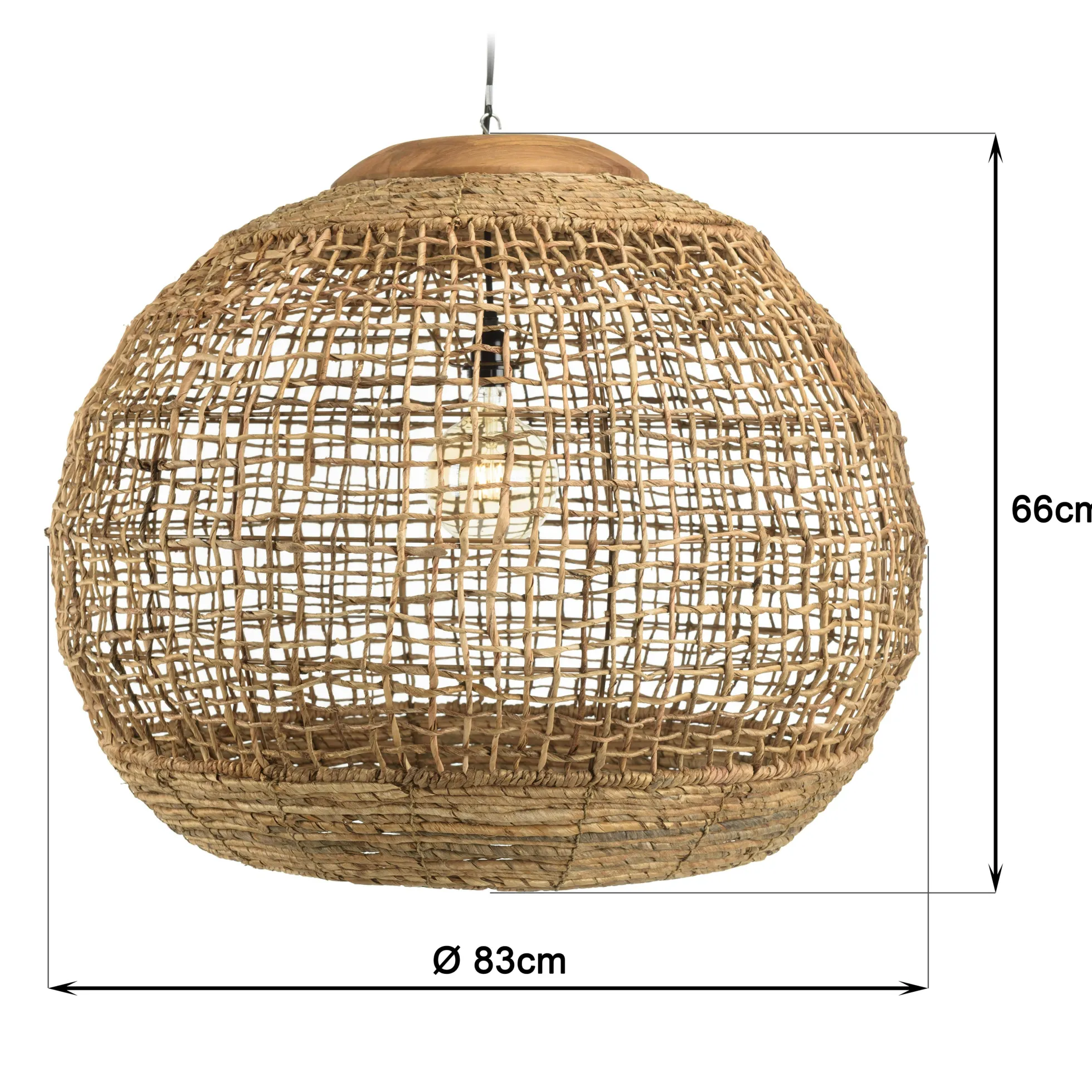 Suspension boule 83x83cm en abaca couleur naturelle et teck FOLELLI
