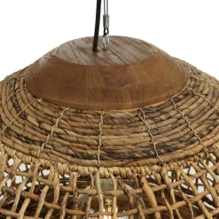 Suspension boule 60x60cm en abaca couleur naturelle et teck FOLELLI