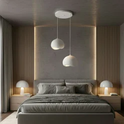 Suspension chambre blanche design 2 lampes 55 cm NOXIS
