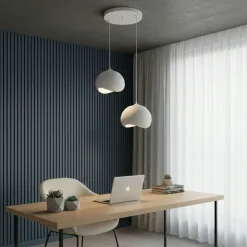Suspension chambre blanche design 2 lampes 55 cm NOXIS