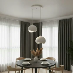 Suspension chambre blanche design 2 lampes 55 cm NOXIS