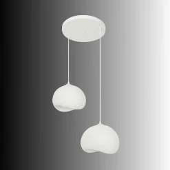 Suspension chambre blanche design 2 lampes 55 cm NOXIS