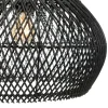 Suspension cloche 40x40cm en rotin couleur noire et teck FOLELLI