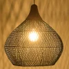 Suspension cloche 68x68cm en rotin couleur noire et teck FOLELLI