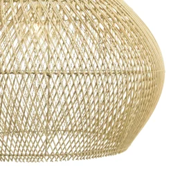 Suspension cloche 68x68cm rotin couleur naturelle et teck FOLELLI