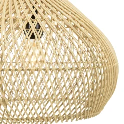 Suspension cloche 40x40cm rotin couleur naturelle et teck FOLELLI