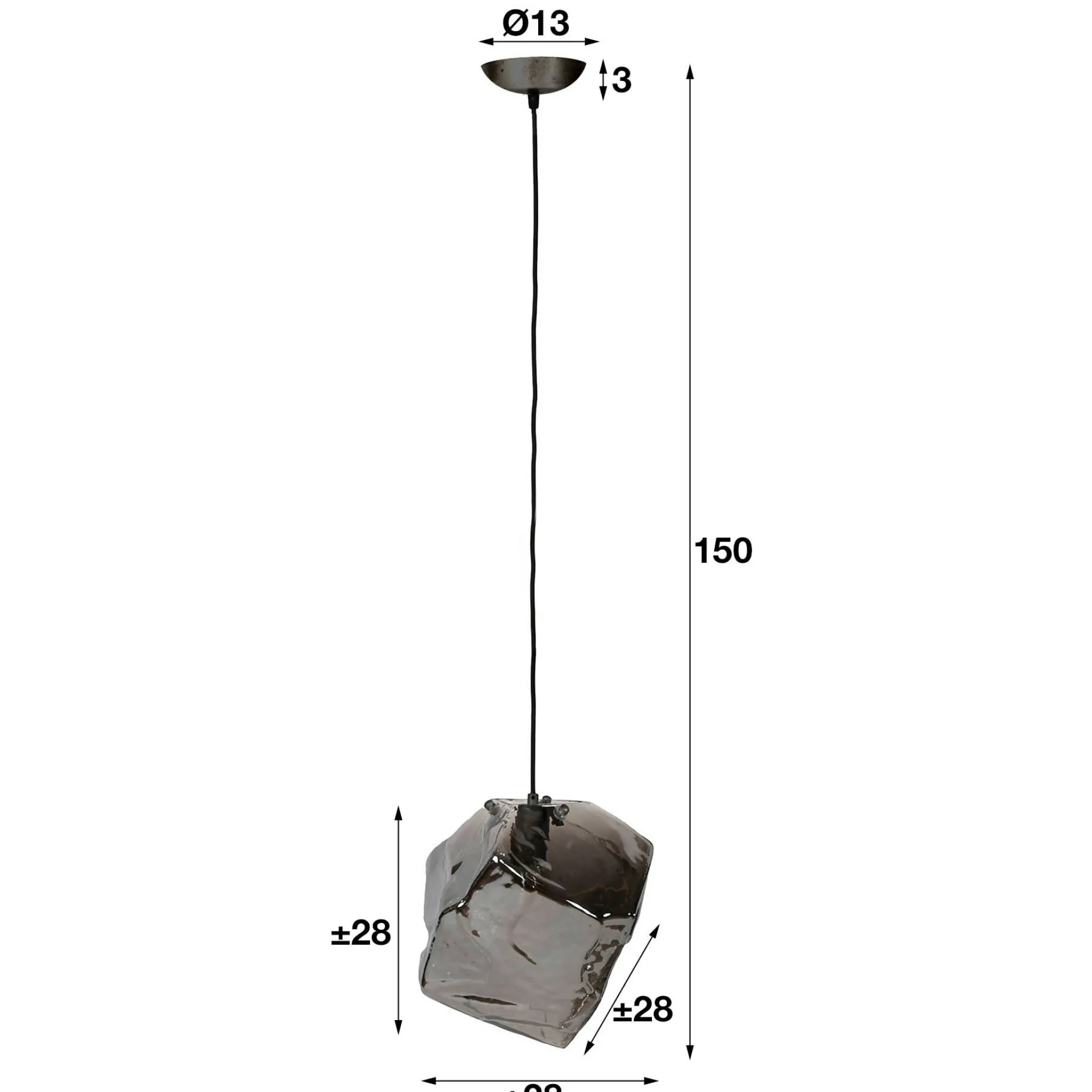 Suspension contemporaine effet glaçon finition chromée NIAGARA