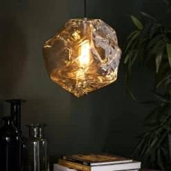 Suspension contemporaine effet glaçon finition chromée NIAGARA