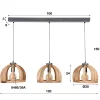 Suspension contemporaine 3 lampes ajourées bois de manguier LUCKNOW