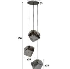 Suspension contemporaine 3 lampes effet glaçon finition chromée NIAGARA