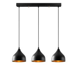 Suspension cuisine noire 3 abat-jour alvéolés SILE