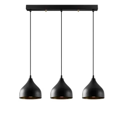 Suspension cuisine noire 3 abat-jour alvéolés SILE