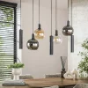 Suspension cuisine vintage - 4 globes verre, 3 cylindres NOVA