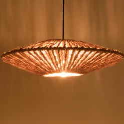 Suspension cymbale 60x60cm en fibre de coco et teck recyclé FOLELLI