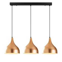 Suspension de cuisine moderne, 3 abat-jour cuivre SILE