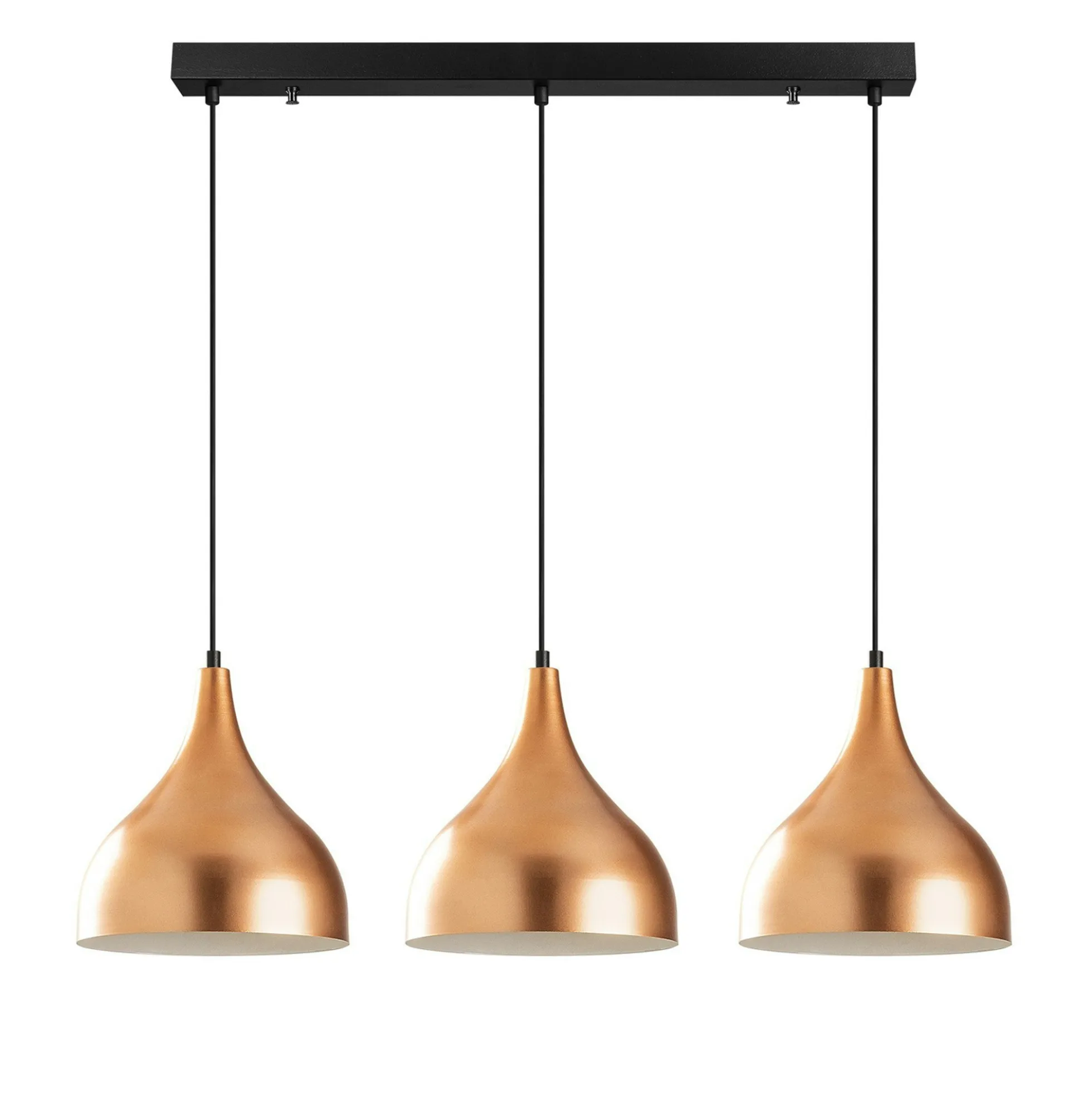 Suspension de cuisine moderne, 3 abat-jour cuivre SILE