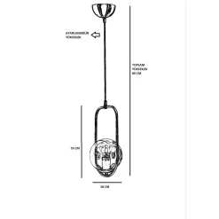 Suspension design dorée 1 globe verre dépoli sur cadre SIERRE