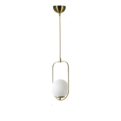Suspension design dorée 1 globe verre dépoli sur cadre SIERRE