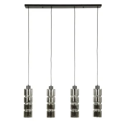 Suspension design en verre chromé 4 abat-jour cylindriques RALF