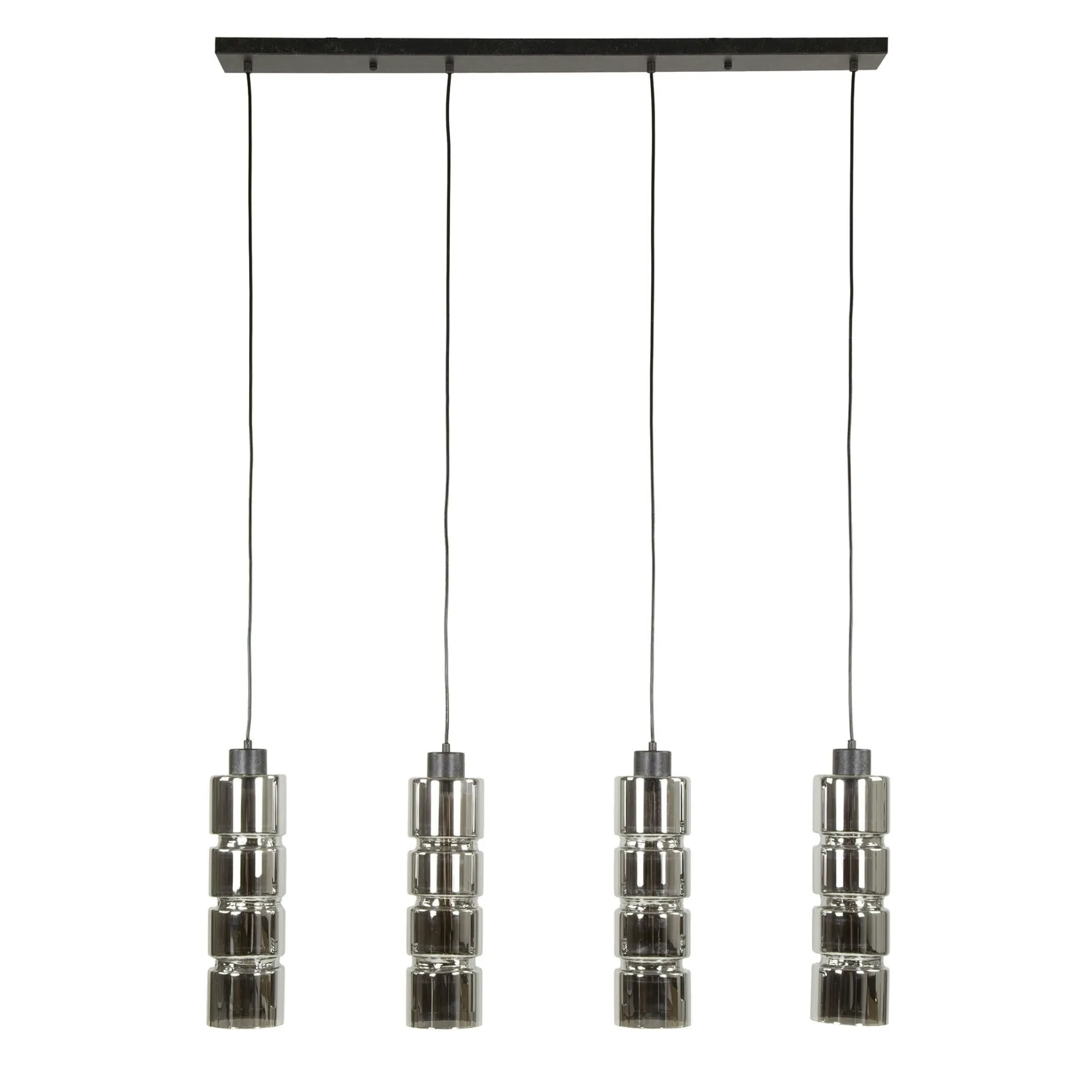 Suspension design en verre chromé 4 abat-jour cylindriques RALF