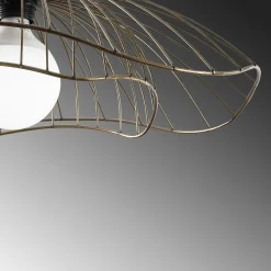 Suspension design filaire double fleur dorée 50 cm SINOP