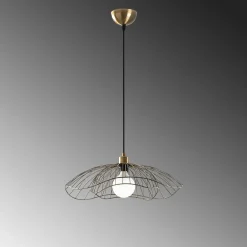 Suspension design filaire double fleur dorée 50 cm SINOP