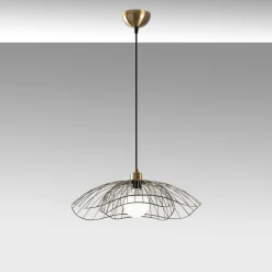 Suspension design filaire double fleur dorée 50 cm SINOP