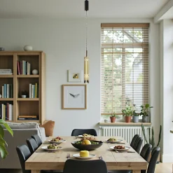 Suspension design LED – abat‑jour verre taillé ambré 365 cm SOLANA