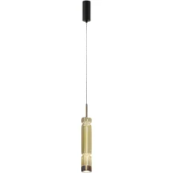 Suspension design LED – abat‑jour verre taillé ambré 365 cm SOLANA
