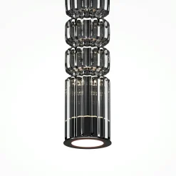 Suspension design LED – abat‑jour verre taillé gris SOLANA
