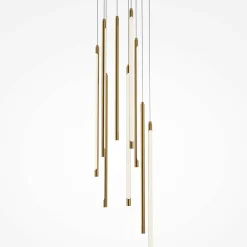 Suspension design LED – cascade de 9 lampes dorées SALEM